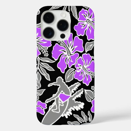 Surf Pareau Hawaiian Hibiscus Surfing Violet Case-Mate iPhone Case (Achterkant)