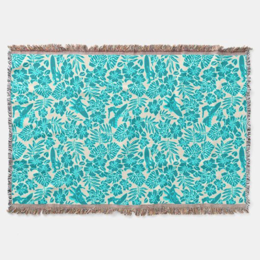 Surf Pareau Hawaiian Hibiscus Throw Blankets Deken (Voorkant)