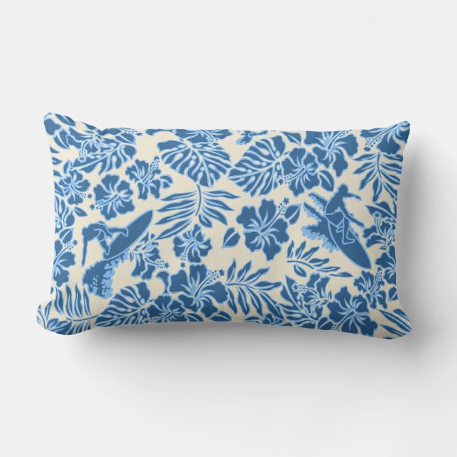 Surf Pareau Hawaiian Omkeerbare Lumbar Pillow Kussen (Voorkant)