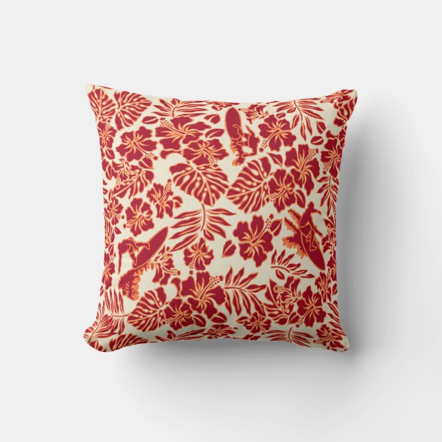 Surf Pareau Hawaiian Reversible Square Pillow Kussen (Voorkant)