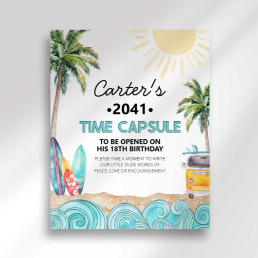 Surf Party Tijd Capsule Teken Poster