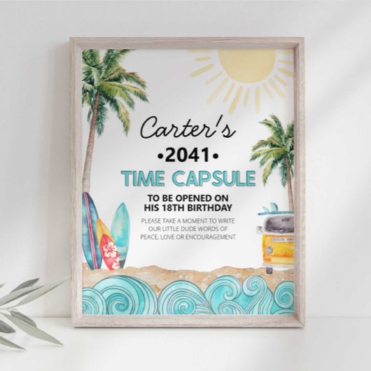 Surf Party Tijd Capsule Teken Poster