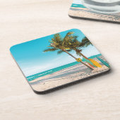 Surf planken op strandwerend kussen bier onderzetter (Linkerzijde)