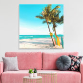 Surf planken op strandwerend kussen canvas afdruk (Insitu (Woonkamer))