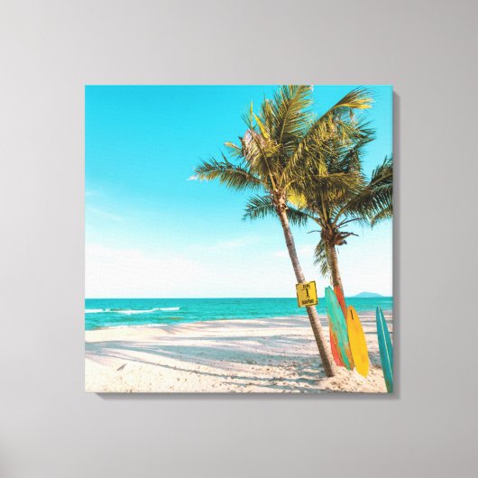 Surf planken op strandwerend kussen canvas afdruk (Voorkant)