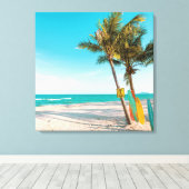 Surf planken op strandwerend kussen canvas afdruk (Insitu (Houten vloer))