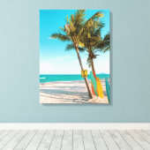 Surf planken op strandwerend kussen canvas afdruk (Insitu (Houten vloer))