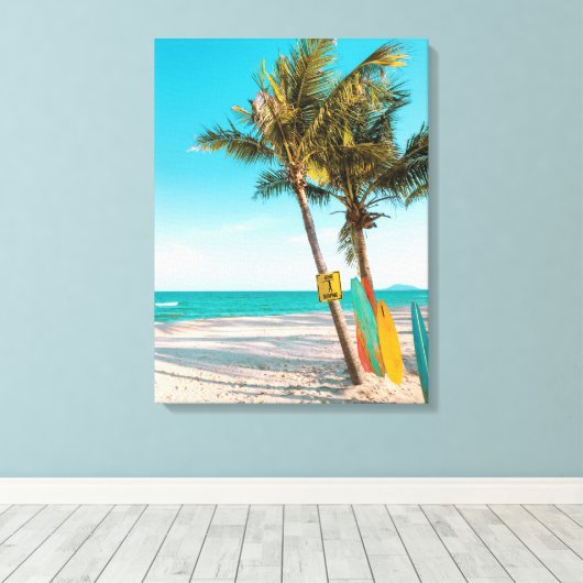 Surf planken op strandwerend kussen canvas afdruk (Insitu (Houten vloer))