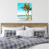 Surf planken op strandwerend kussen canvas afdruk (Insitu (Slaapkamer))
