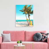 Surf planken op strandwerend kussen canvas afdruk (Insitu (Woonkamer))