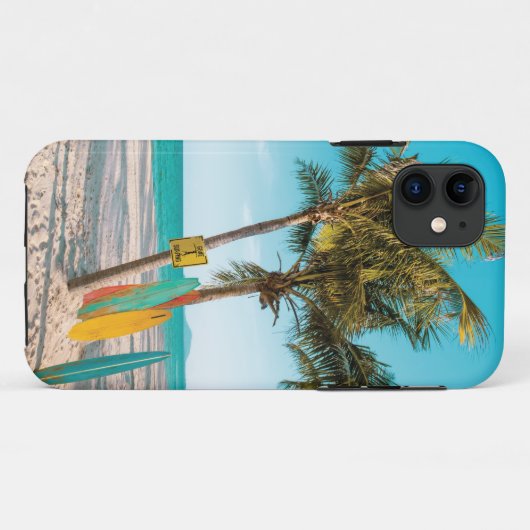 Surf planken op strandwerend kussen Case-Mate iPhone case (Achterkant (horizontaal))