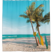 Surf planken op strandwerend kussen douchegordijn (Voorkant)