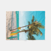 Surf planken op strandwerend kussen fleece deken (Voorkant (Horizontaal))