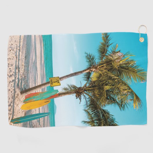 Surf planken op strandwerend kussen golfhanddoek (Horizontaal)