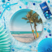 Surf planken op strandwerend kussen papieren bordje (Feest)