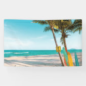 Surf planken op strandwerend kussen spandoek (Horizontaal)