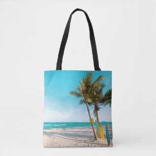 Surf planken op strandwerend kussen tote bag