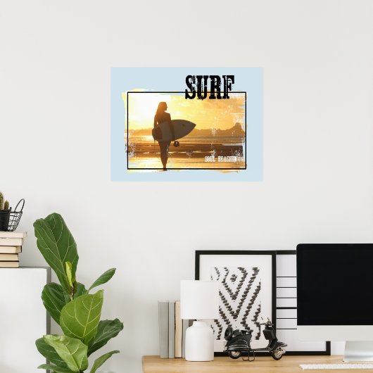 Surf Poster Surfer Girl (Thuiskantoor)