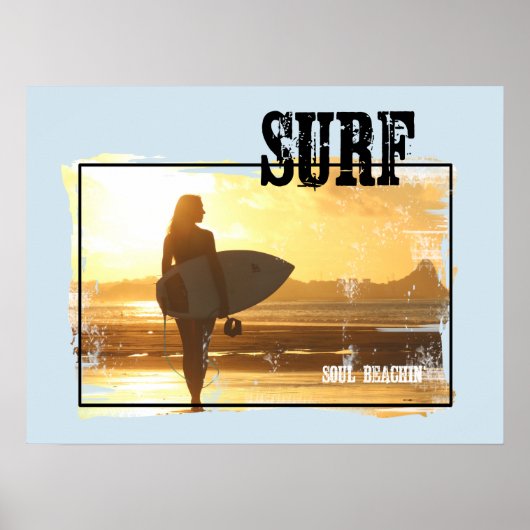 Surf Poster Surfer Girl (Voorkant)