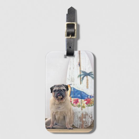 Surf Pug Bagagelabel (Voorkant (verticaal))
