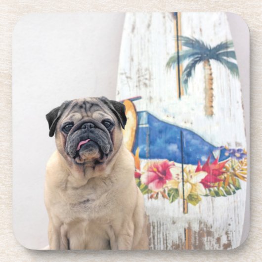 Surf Pug Bier Onderzetter (Voorkant)