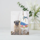 Surf Pug Briefkaart (Staand voorkant)