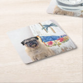 Surf Pug Kartonnen Onderzetters (Schuin)