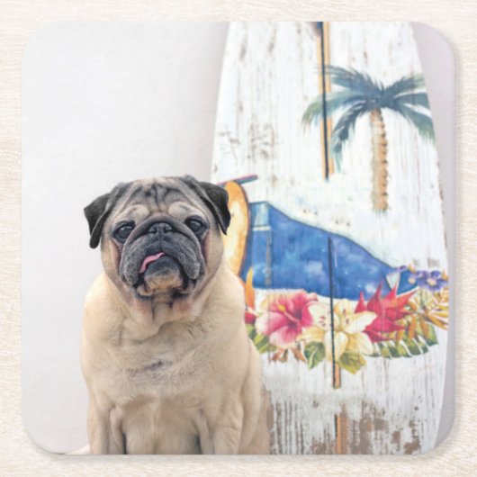 Surf Pug Kartonnen Onderzetters (Voorkant)