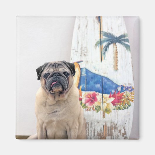Surf Pug Magneet (Voorkant)