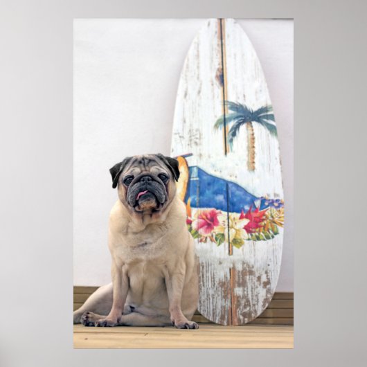 Surf Pug Poster (Voorkant)