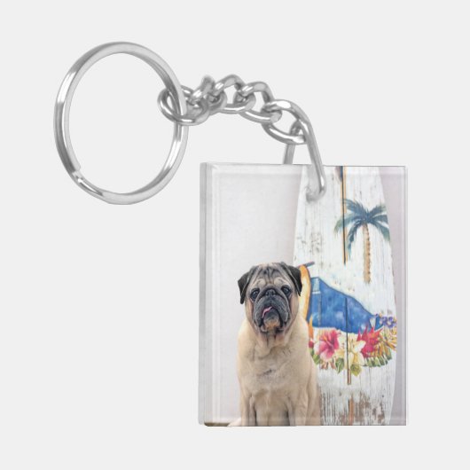 Surf Pug Sleutelhanger (Voorkant Links)