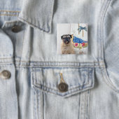 Surf Pug Vierkante Button 5,1 Cm (In situ)