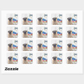 Surf Pug Vierkante Sticker (Vel)