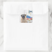 Surf Pug Vierkante Sticker (Tas)