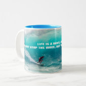 SURF QUOTE POSTER TWEEKLEURIGE KOFFIEMOK (Voorkant links)