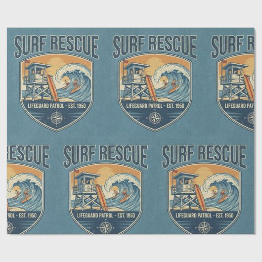 Surf Rescue Lifeguard Patrol Est 1950 Cadeaupapier (Vlak)