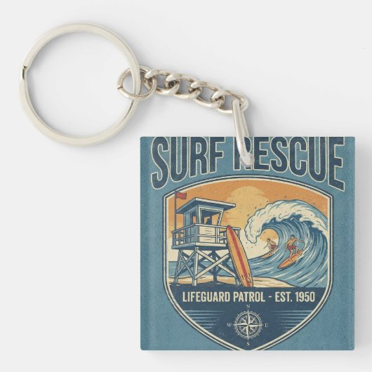 Surf Rescue Lifeguard Patrol Est 1950 Sleutelhanger (Voorkant)