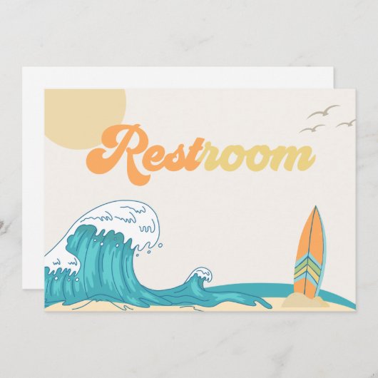 Surf Restroom Party Sign | SURVEN KAART (Voorkant / Achterkant)