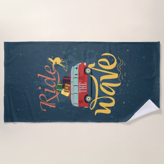 Surf Ride the Wave Beach Towel Strandlaken (Voorkant)