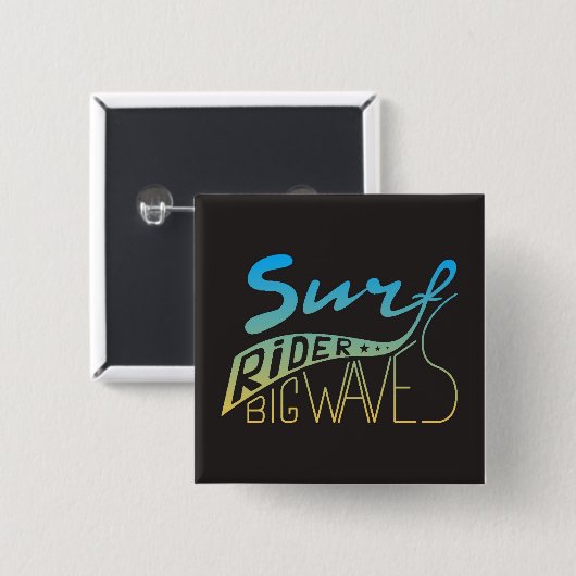 Surf Rider Big Waves Vierkante Button 5,1 Cm (Voorkant /achterkant)