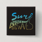 Surf Rider Big Waves Vierkante Button 5,1 Cm (Voorkant)
