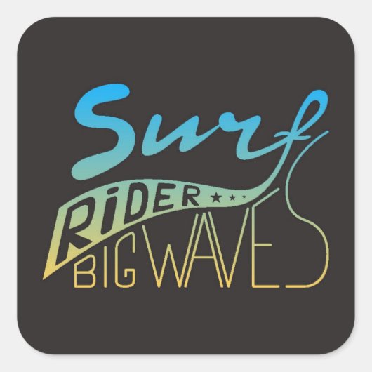 Surf Rider Big Waves Vierkante Sticker (Voorkant)