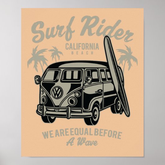 Surf Rider California Beach Poster (Voorkant)
