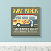 Surf Rider Huntington Beach Poster Canvas Afdruk (Insitu (Houten vloer))