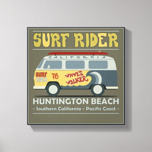 Surf Rider Huntington Beach Poster Canvas Afdruk (Voorkant)