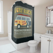 Surf Rider Huntington Beach Poster Douchegordijn (In situ)