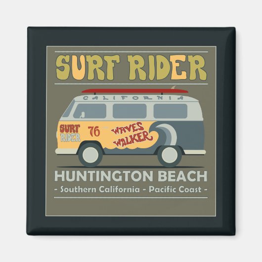 Surf Rider Huntington Beach Poster Magneet (Voorkant)