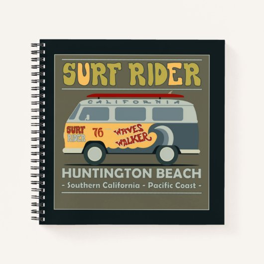 Surf Rider Huntington Beach Poster Notitieboek (Voorkant)