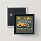Surf Rider Huntington Beach Poster Vierkante Button 5,1 Cm (Voorkant /achterkant)