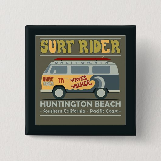 Surf Rider Huntington Beach Poster Vierkante Button 5,1 Cm (Voorkant)